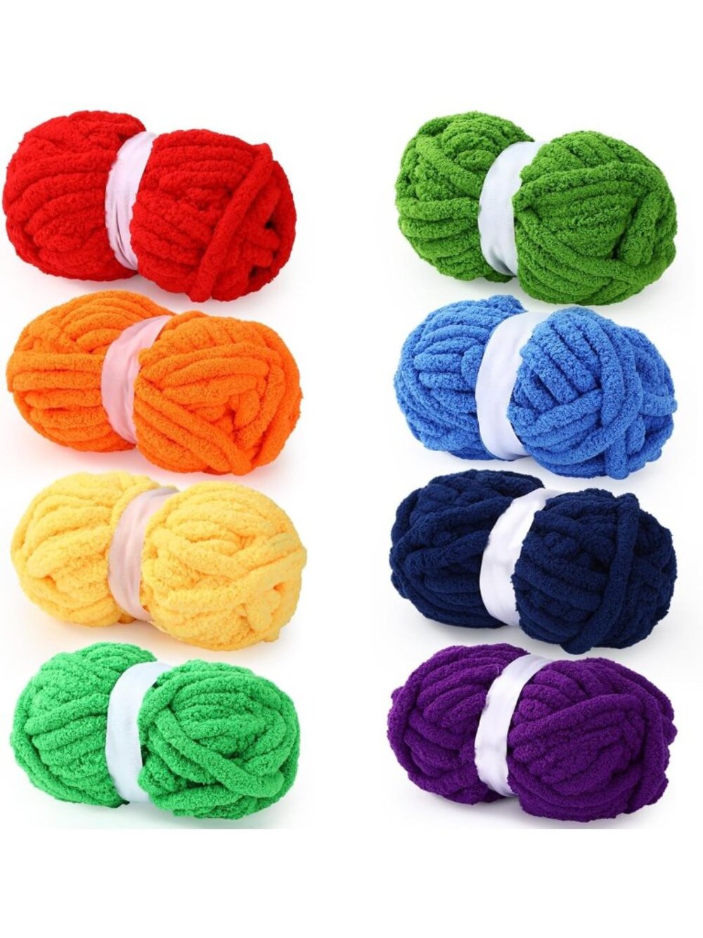 8 Pcs Jumbo Chunky Yarn Set for Hand Knitting - Vibrant Rainbow Colors